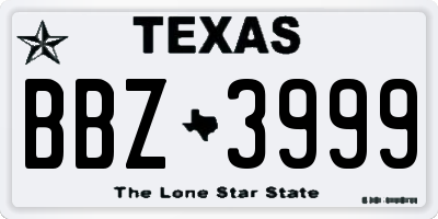 TX license plate BBZ3999