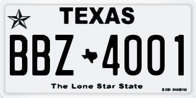 TX license plate BBZ4001