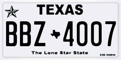 TX license plate BBZ4007