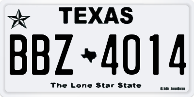 TX license plate BBZ4014