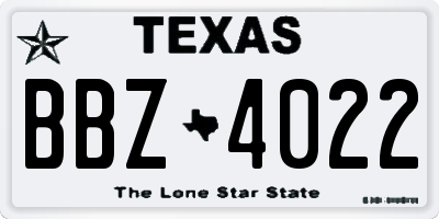TX license plate BBZ4022