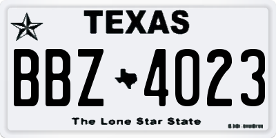TX license plate BBZ4023