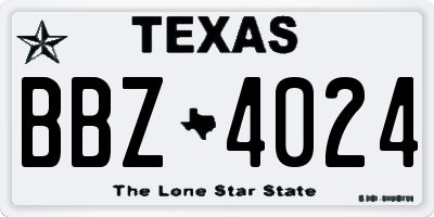 TX license plate BBZ4024