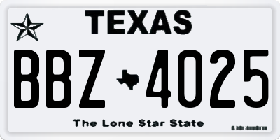 TX license plate BBZ4025