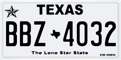 TX license plate BBZ4032