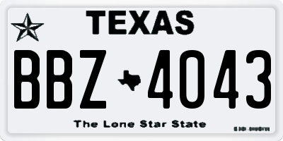 TX license plate BBZ4043