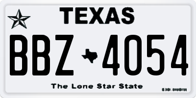 TX license plate BBZ4054