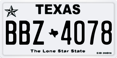 TX license plate BBZ4078