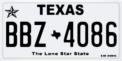 TX license plate BBZ4086