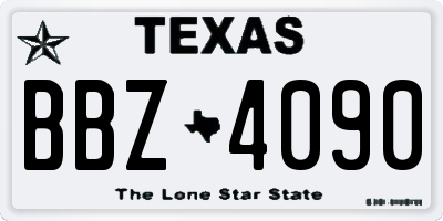 TX license plate BBZ4090