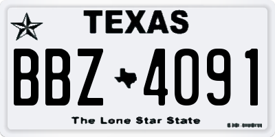 TX license plate BBZ4091