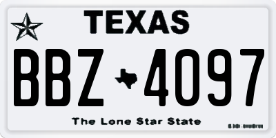 TX license plate BBZ4097