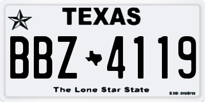 TX license plate BBZ4119