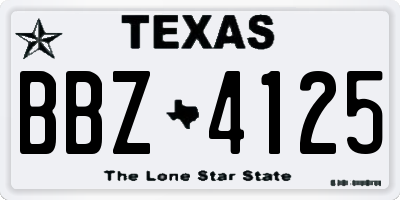 TX license plate BBZ4125