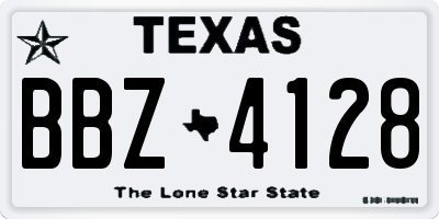 TX license plate BBZ4128