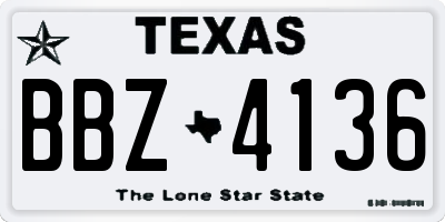 TX license plate BBZ4136