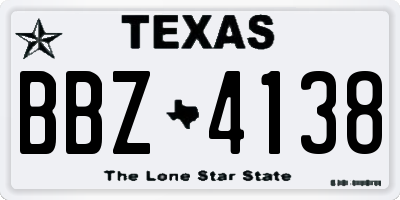 TX license plate BBZ4138
