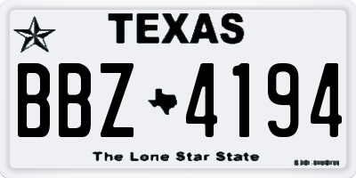 TX license plate BBZ4194