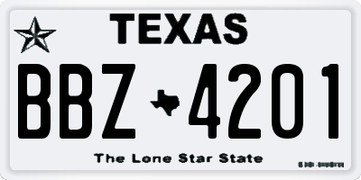 TX license plate BBZ4201