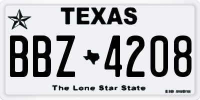 TX license plate BBZ4208