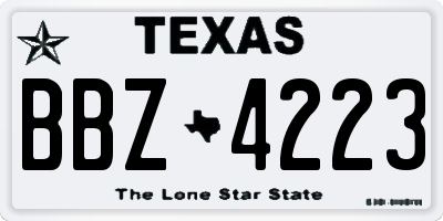 TX license plate BBZ4223