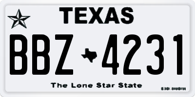TX license plate BBZ4231