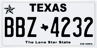 TX license plate BBZ4232