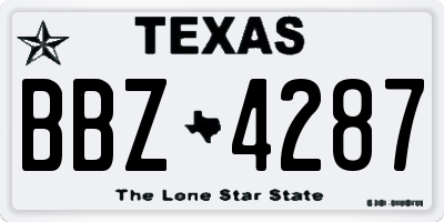 TX license plate BBZ4287
