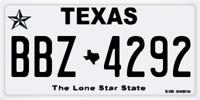 TX license plate BBZ4292