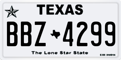 TX license plate BBZ4299