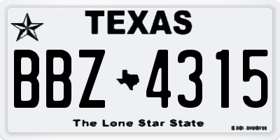TX license plate BBZ4315