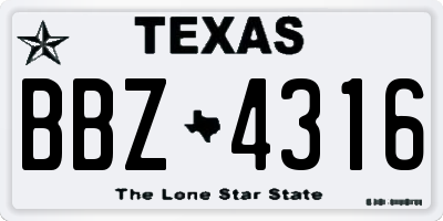 TX license plate BBZ4316