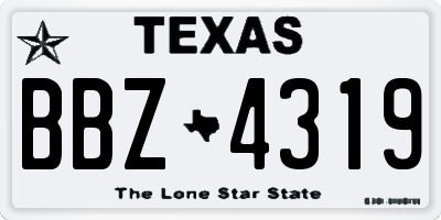 TX license plate BBZ4319