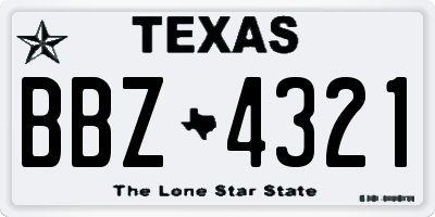 TX license plate BBZ4321