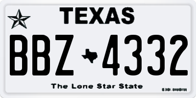 TX license plate BBZ4332