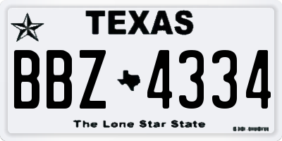 TX license plate BBZ4334