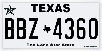 TX license plate BBZ4360