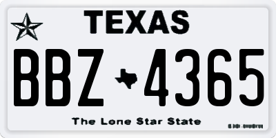 TX license plate BBZ4365