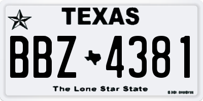 TX license plate BBZ4381
