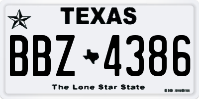TX license plate BBZ4386