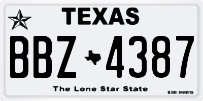 TX license plate BBZ4387