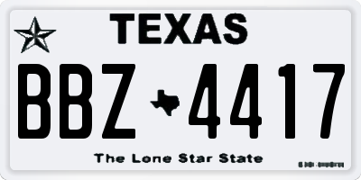 TX license plate BBZ4417