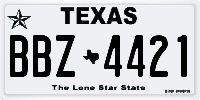 TX license plate BBZ4421