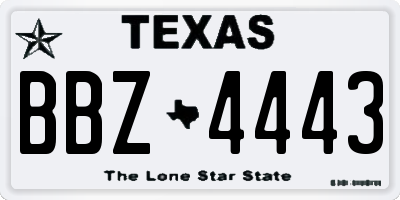 TX license plate BBZ4443