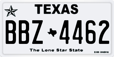 TX license plate BBZ4462