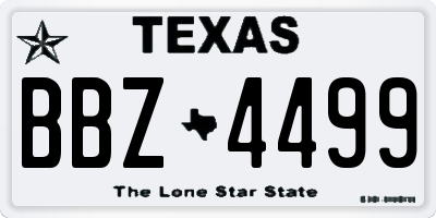 TX license plate BBZ4499