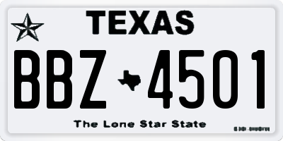 TX license plate BBZ4501