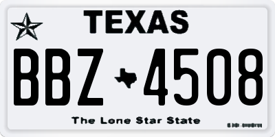 TX license plate BBZ4508