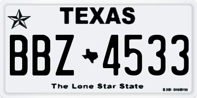 TX license plate BBZ4533