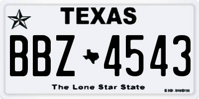 TX license plate BBZ4543
